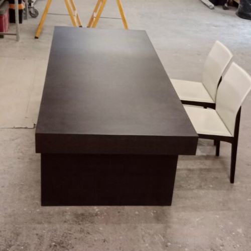 Potocco dining table for 6 people like new wenge with 6 white leather chairs