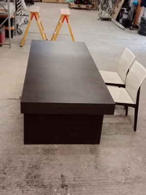 Potocco dining table for 6 people like new wenge with 6 white leather chairs
