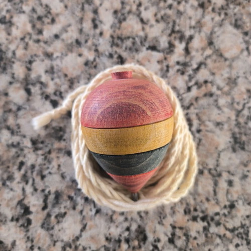 Vintage wooden spinning top, handmade