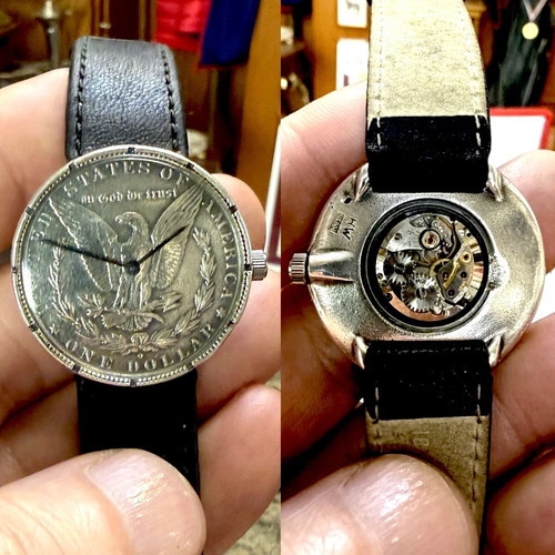 Ρολόι HENO Watch vintage 1960s με ασημένιο δολάριο σαν καινούργιο