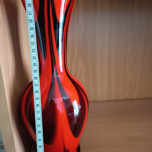 Vintage Opaline Florence Empoli glass vase 31cm, Mid-Century Modern