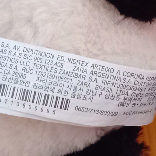 Zara Plush Ear Protectors Panda Design new, black and white