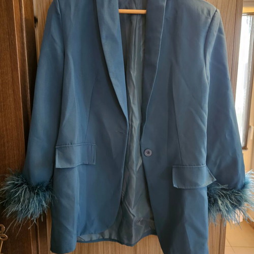 Onesize jacket with feather cuffs and smoking line, new petrol color