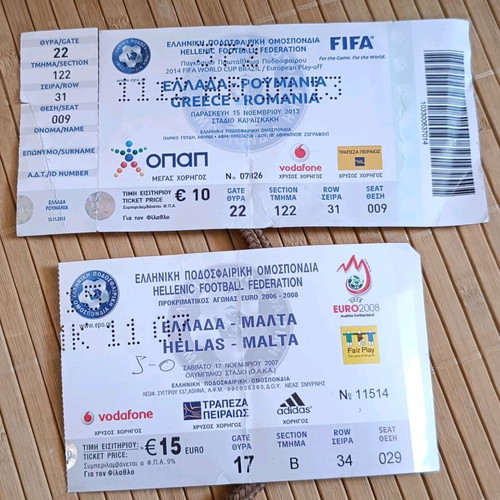 Greece national football tickets like new, pack