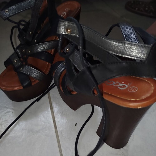 Platform sandals A.L.E. used with laces, size 38, black and brown