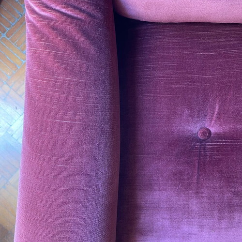Vintage velvet living room set 1970s, burgundy
