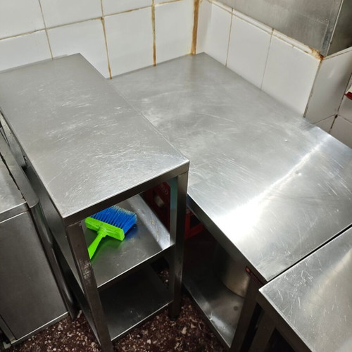 Professional catering equipment like new, workbench, shelves, cabinet, sink