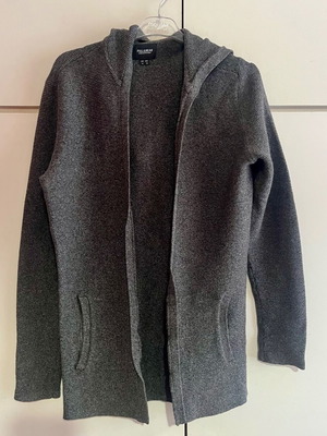 Pull&Bear knitted men's cardigan gray with hood like new, size M