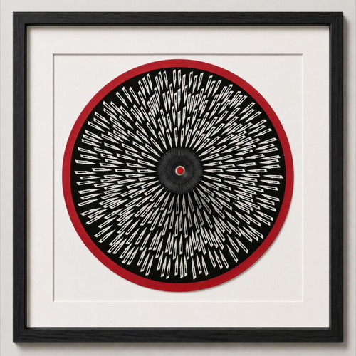 Red Eye signed geometric art on canvas by Andrew Macleod