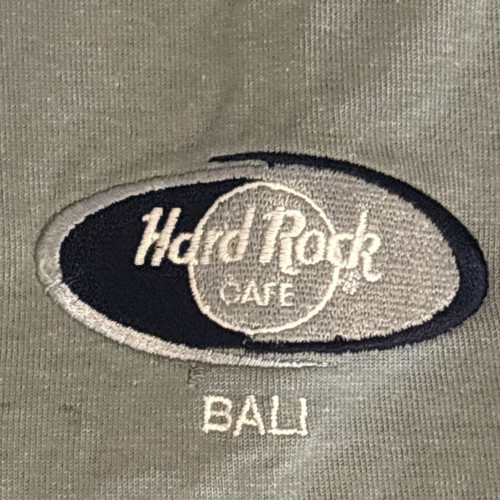 Hard Rock Cafe Bali Henley T-shirt khaki with embroidered logo, like new