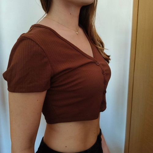 Ribbed Crop Top Shein like new, brown, size M