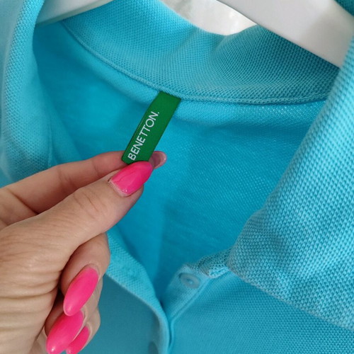 Benetton Polo Shirt L like new, turquoise