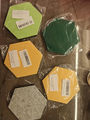 Hexagonal wall acoustic panels new, self-adhesive felt material
