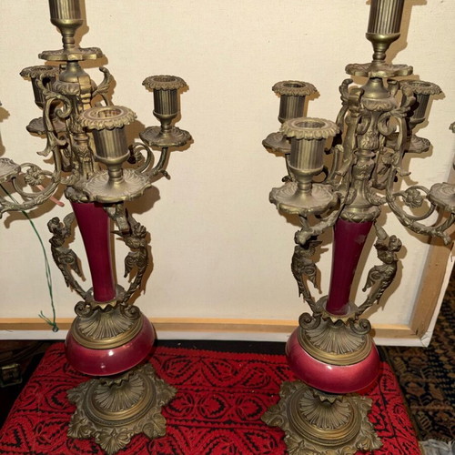 Candlesticks pair used in bronze height 0.50