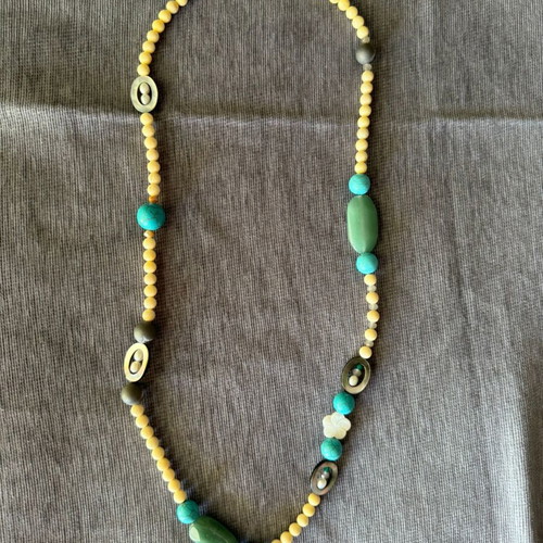 Necklace with semiprecious stones by Titi Jewels like new, beige and turquoise