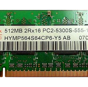 Μνήμη RAM για Laptop HYMP564S64CP6-Y5-AB Hynix 512MB DDR2 SoDimm Non ECC PC2-5300 667Mhz