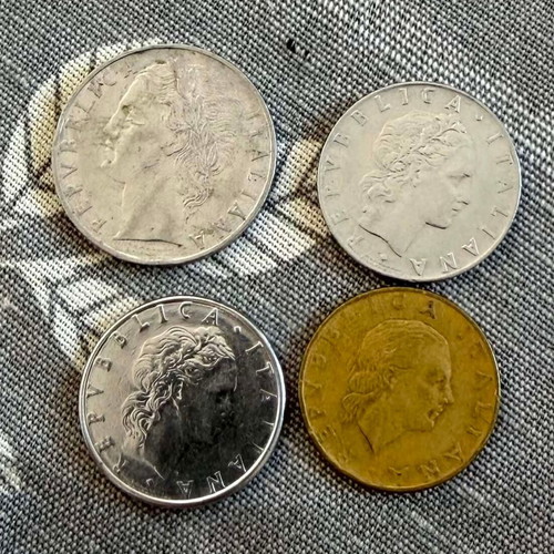 Set of 8 Italian vintage pre-Euro lira coins