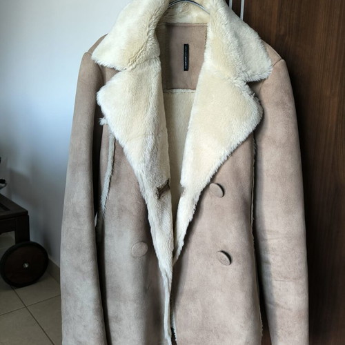 Naf Naf beige suede women's coat like new, size small