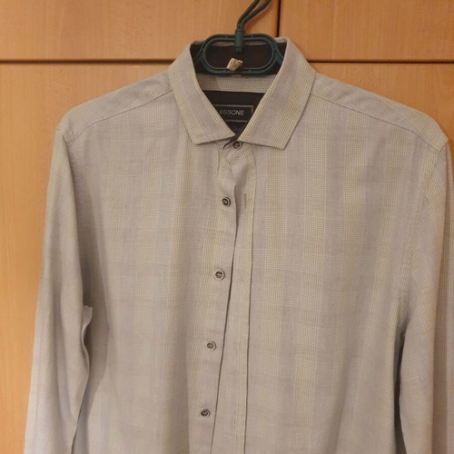 Missone men's checked shirt size L like new, light gray