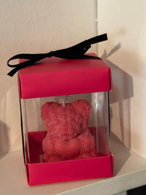 Wax bear in gift box new, plant-based candle