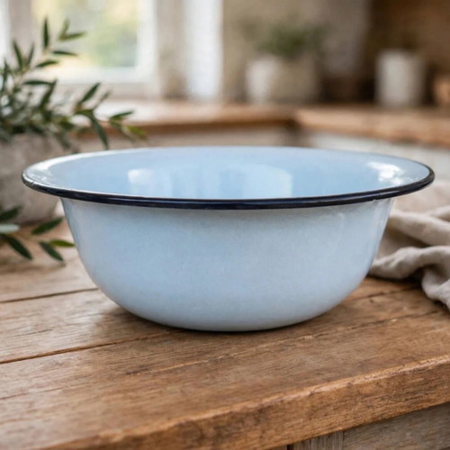 Vintage USSR Enamel Basin 44cm 1980s NOS Baby Blue