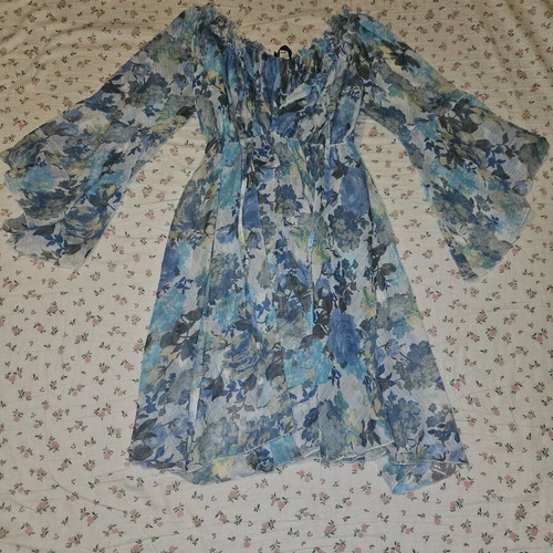 See Through Short Dress like new, blue and turquoise