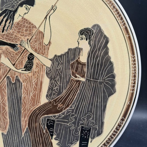 Vintage Greek Arts Milos Ceramic Plate Athena and Apollo