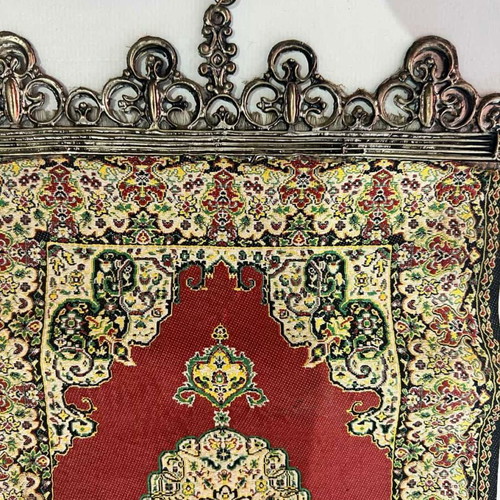 Vintage wall hanging rug in Turkish miniature style used, 32x19