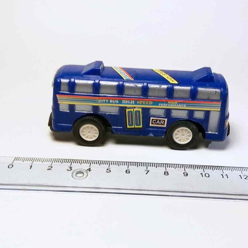 Plastic toy bus used with scratches and marks