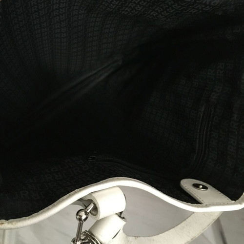John Richmond shoulder bag used, genuine leather and fabric, black and white