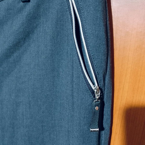 Gray straight-leg pants like new with silver details