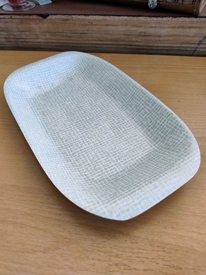 Vintage melamine serving platter with wood effect