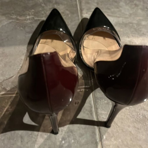 Gianvito Rossi Plexi Pumps Milano like new, transparent with burgundy details
