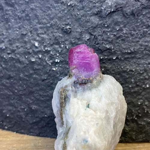 Natural rare raw ruby specimen in feldspar with mica new