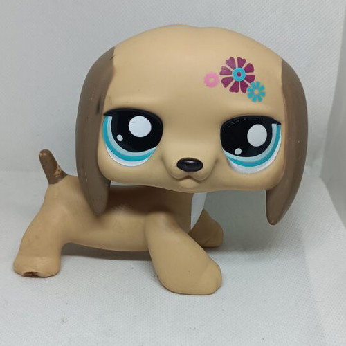 Littlest Pet Shop Jumbo Beige Dachshund figure used, Hasbro
