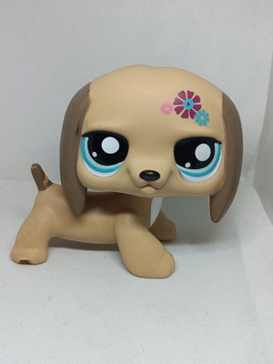 Littlest Pet Shop Jumbo Beige Dachshund figure used, Hasbro