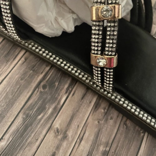 Flat sandals black with strass size 41 like new