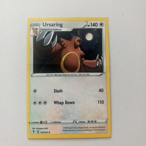 Ursaring Pokemon TCG card 127/203, Swords Amsterdam Shields
