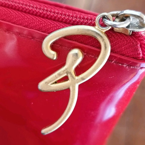 Christian Lacroix red patent leather toiletry bag used
