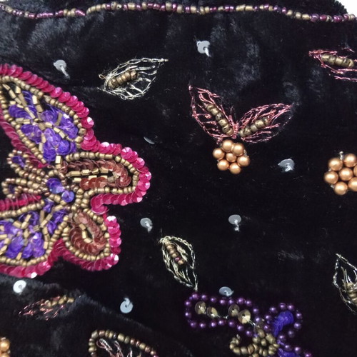 MNG velvet evening bag with decoration and metal details, like new