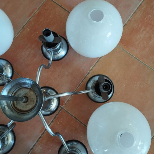 5-Light Chandelier used with white globes space age style