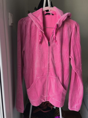 Velvet jacket with zipper and hood, like new, pink, size M