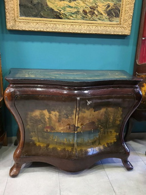 Masterpiece Louis XV Bombe Cabinet σαν καινούργιο, χειροποίητη ελαιογραφία