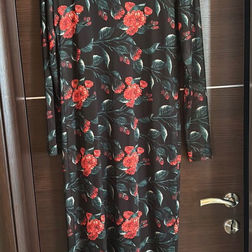 Zoe Black by Helmi floral dress with transparency like new, size L