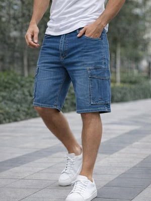 Denim cargo shorts bermuda new, size L, blue
