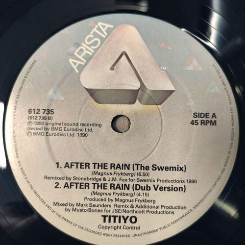 Titiyo After The Rain The Remixes 12″ vinyl maxi single used