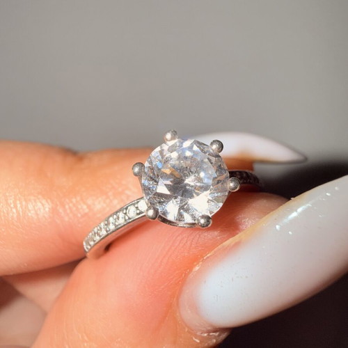 Pandora Solitaire Ring Silver 925 with CZ size 48 like new
