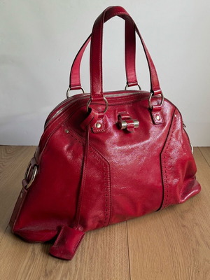 YSL - Yves Saint Laurent Muse red patent leather handbag used