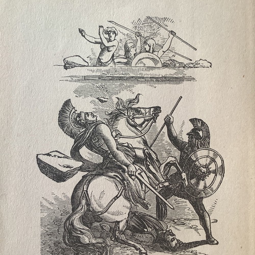 Death of King Pyrrhus of Epirus woodcut used 1870