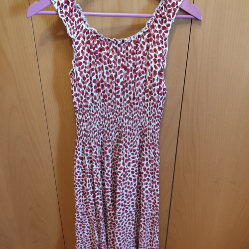 Celestino sleeveless dress with smocked waist, like new, white and red, XL